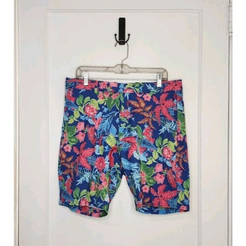 Ralph Lauren RLX Shorts Sz 34 Blue Floral Tailored Fit Performance Stretch Golf